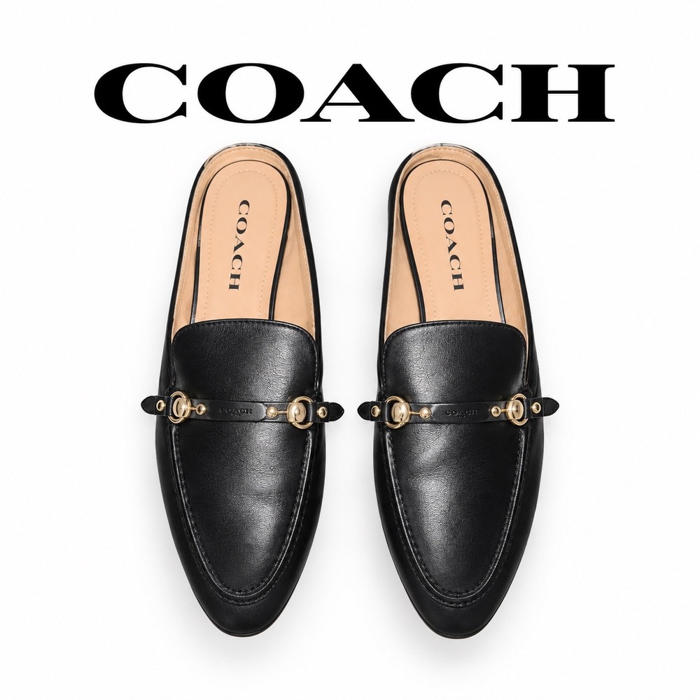 New Coach Women's Irene Leather  Mule Loafers Size 7.5 Slip-On Flats